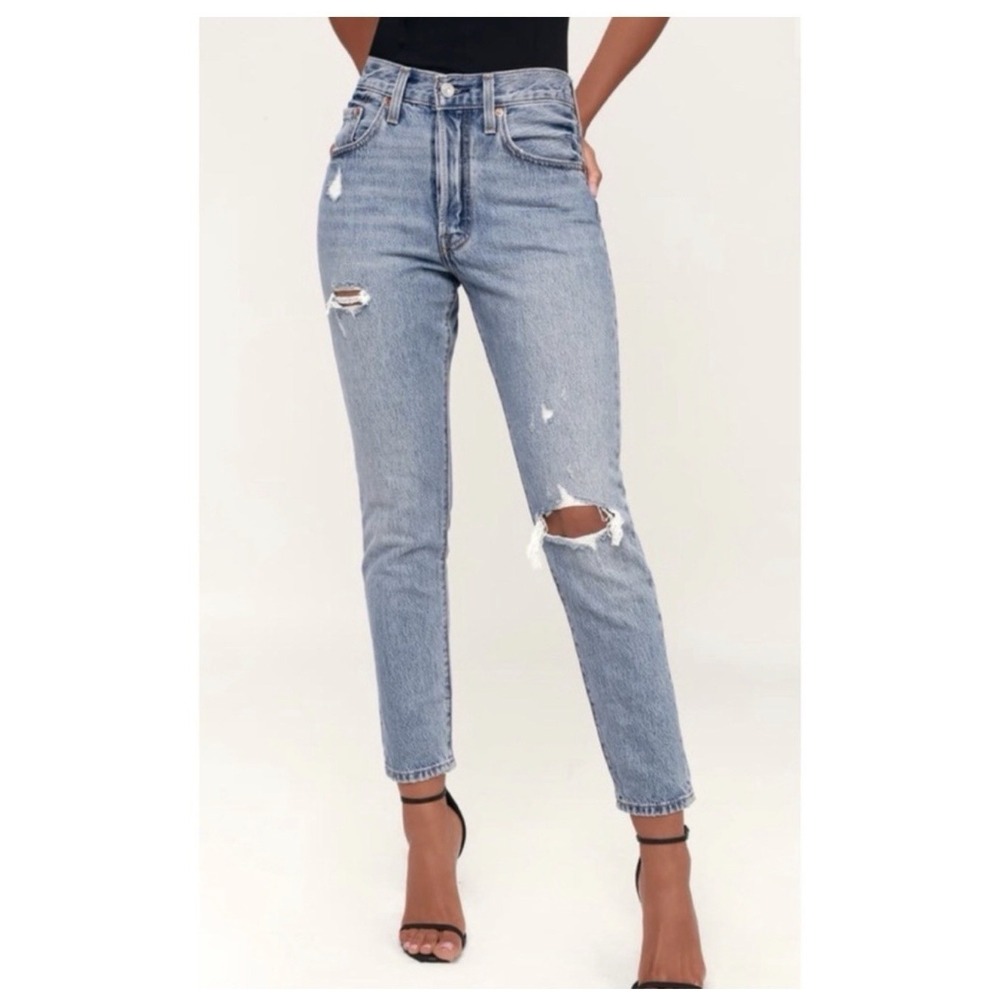 NWT Free People Levi's 501 Skinny Jeans High Rise Distressed Button Fly Sz 30